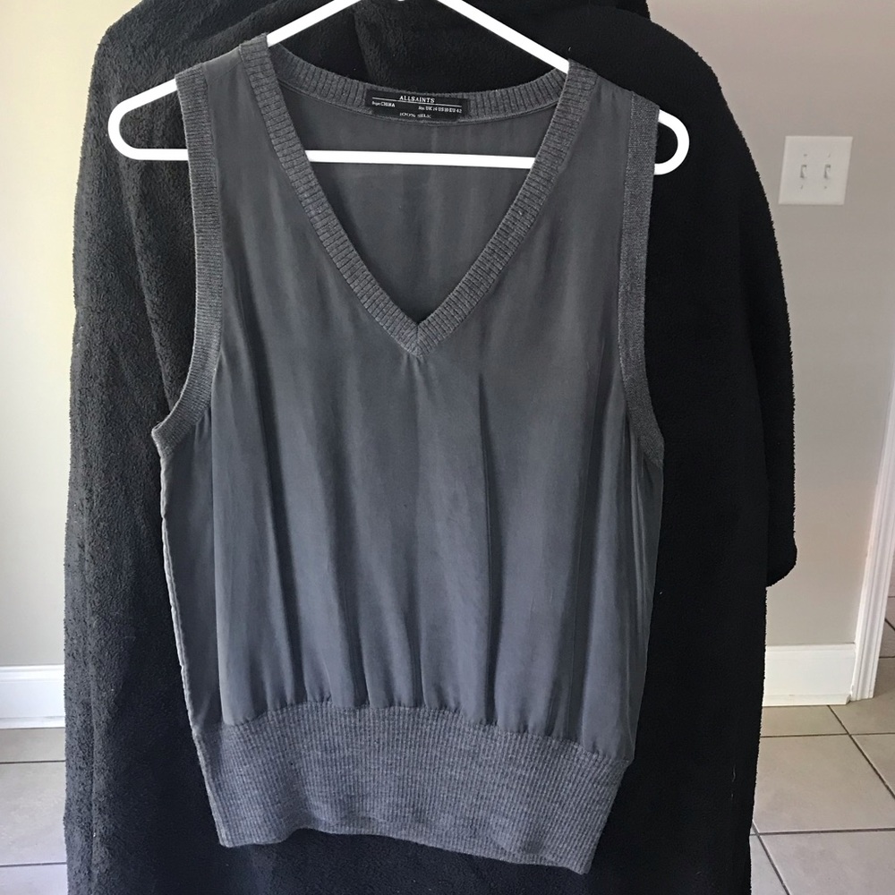 All Saints V neck silk tank